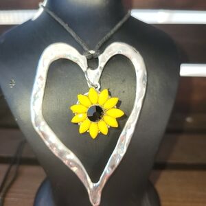 Sunflower Pendant Necklace in Silver and Yellow